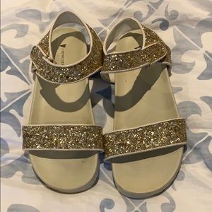 Crewcuts Girls Strap Gold Glitter Sandal - 5